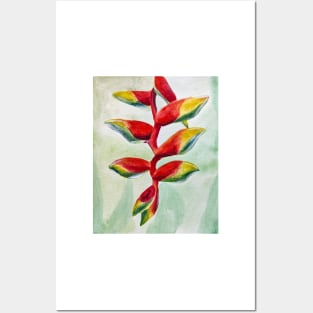 Red Watercolor Heliconia - Tropical Floral Print Posters and Art